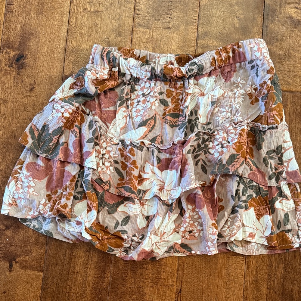 Shyanne Floral Mini Skirt - Brown and Cream